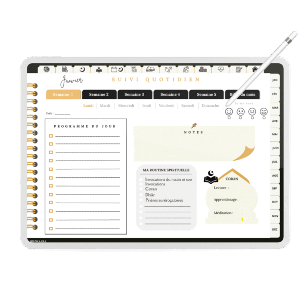 Aperçu du Planner digital musulman Tout-en-un
