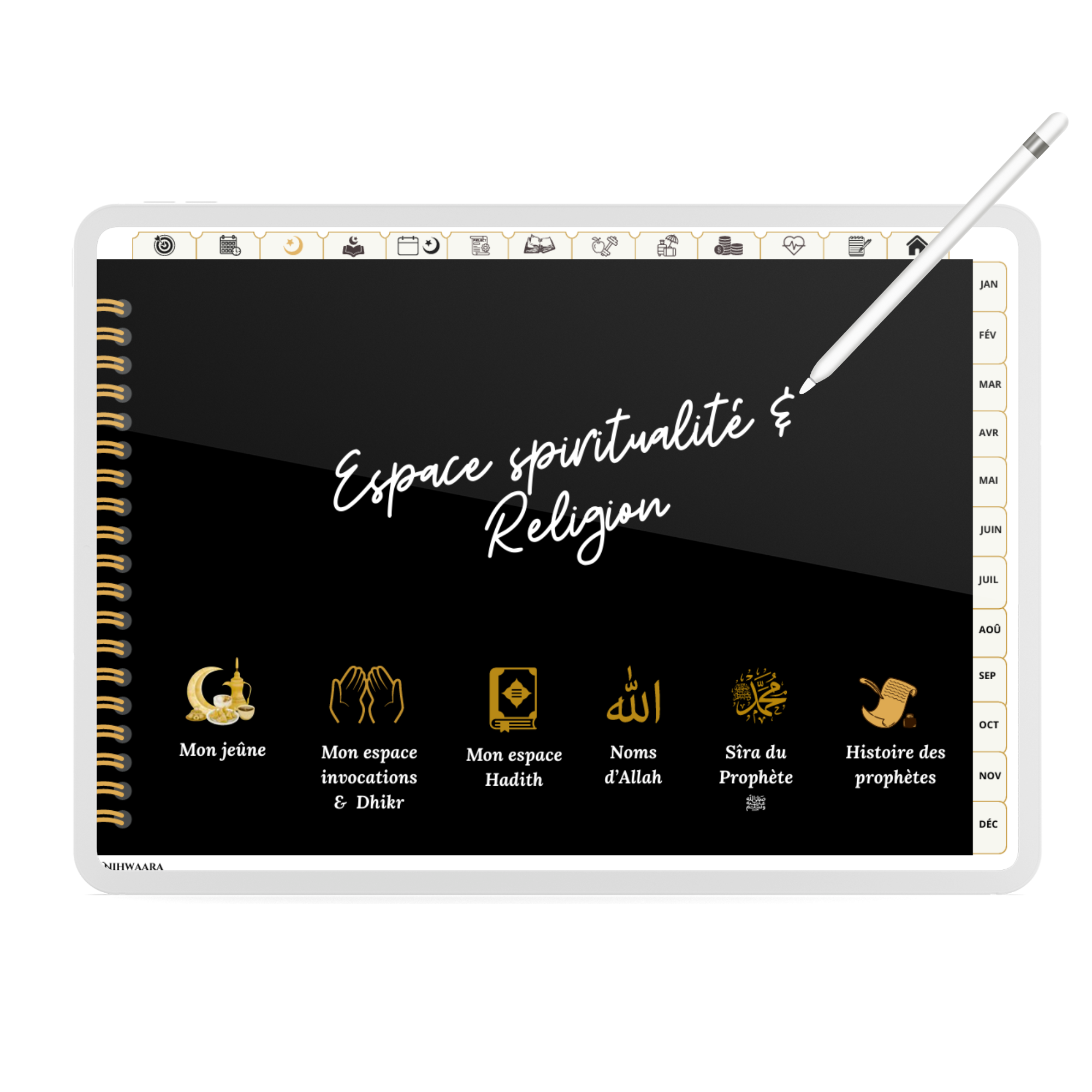 Aperçu du Planner digital musulman Tout-en-un