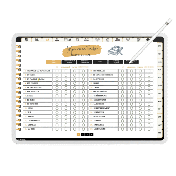 Aperçu du Planner digital musulman Tout-en-un