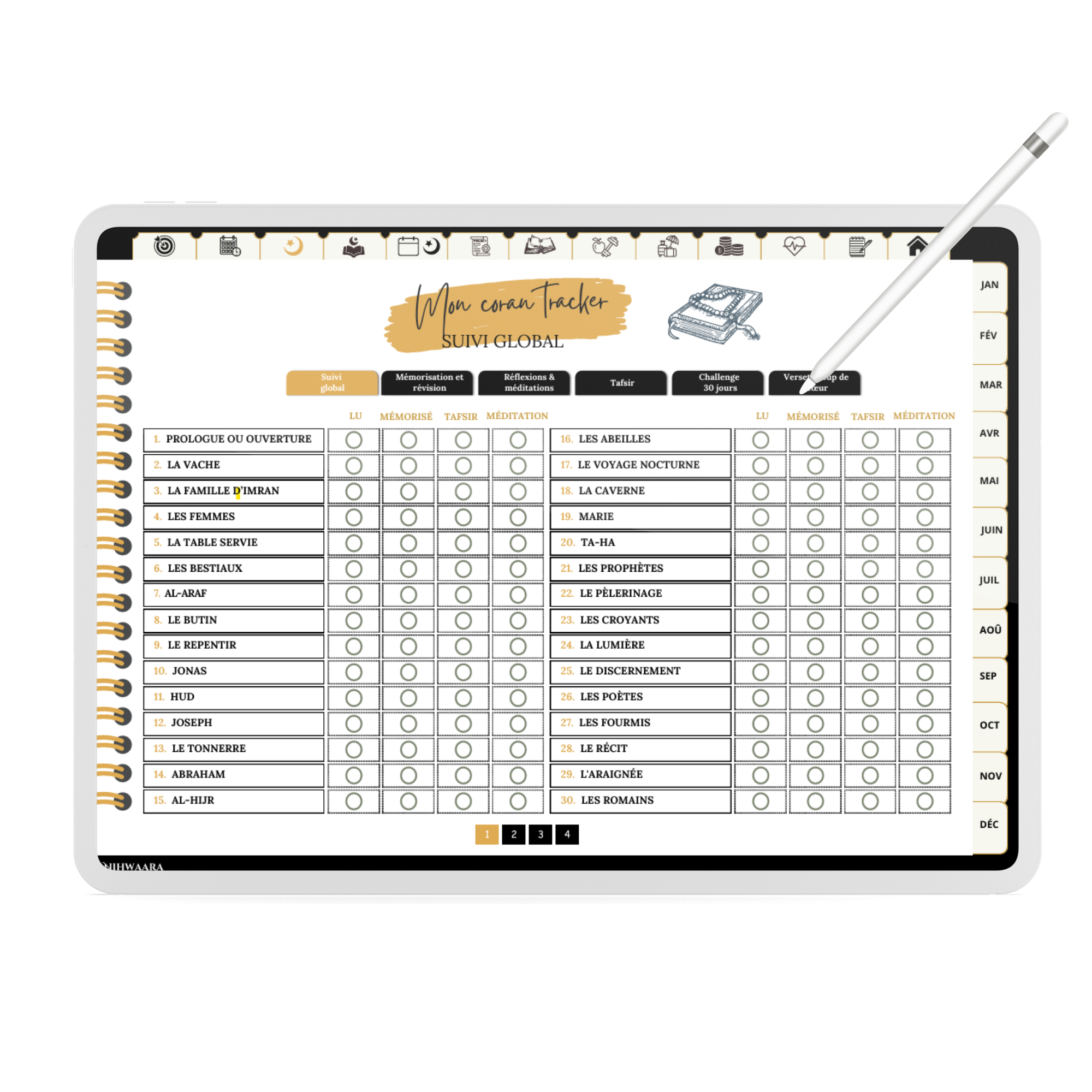 Aperçu du Planner digital musulman Tout-en-un