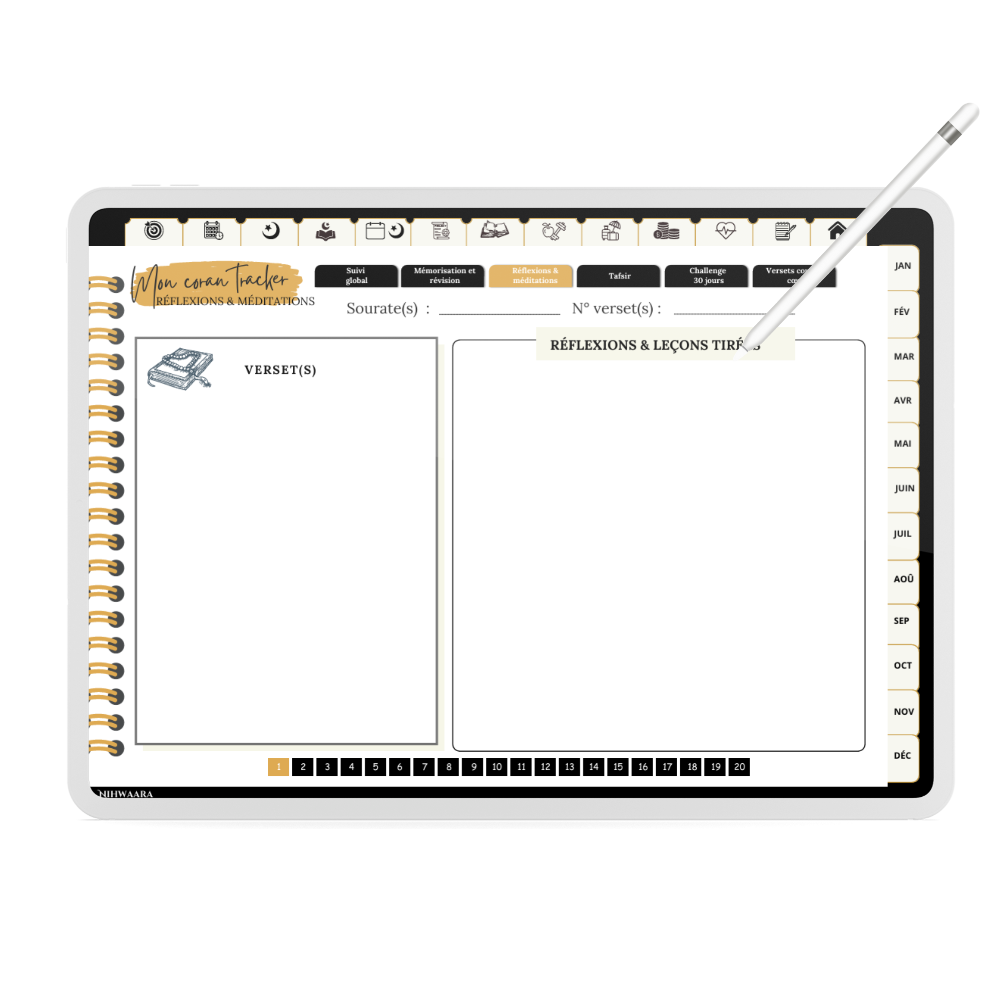 Aperçu du Planner digital musulman Tout-en-un