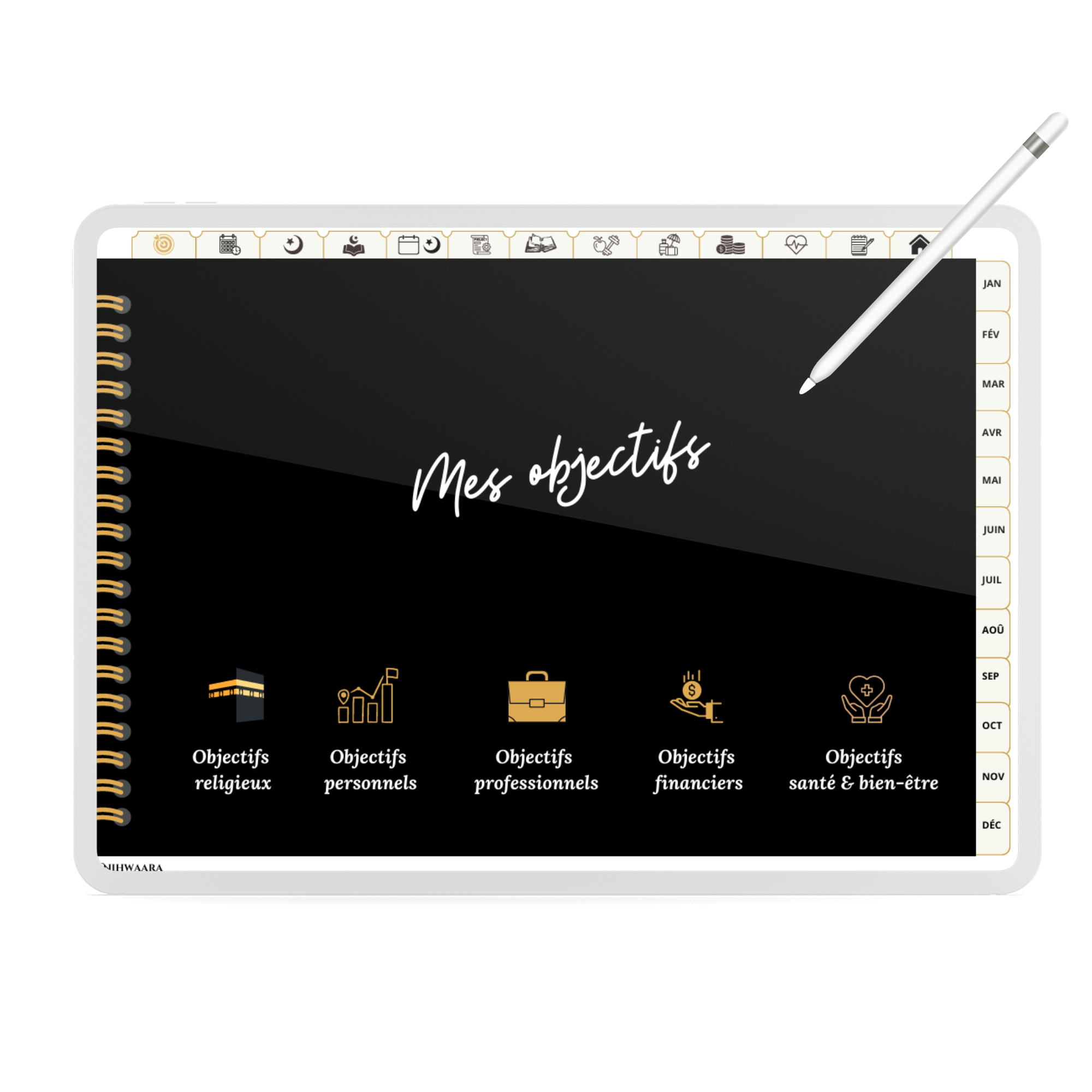 Aperçu du Planner digital musulman Tout-en-un