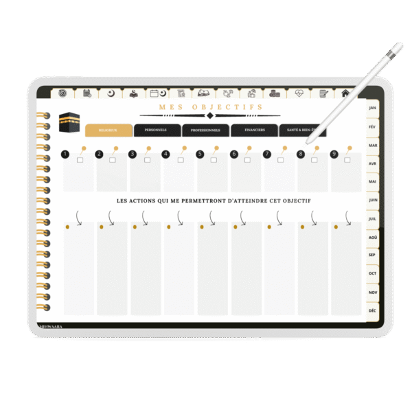 Aperçu du Planner digital musulman Tout-en-un