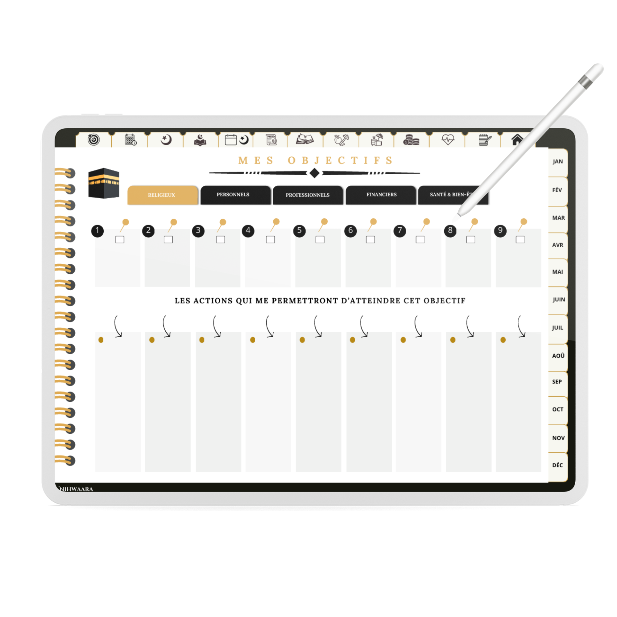 Aperçu du Planner digital musulman Tout-en-un