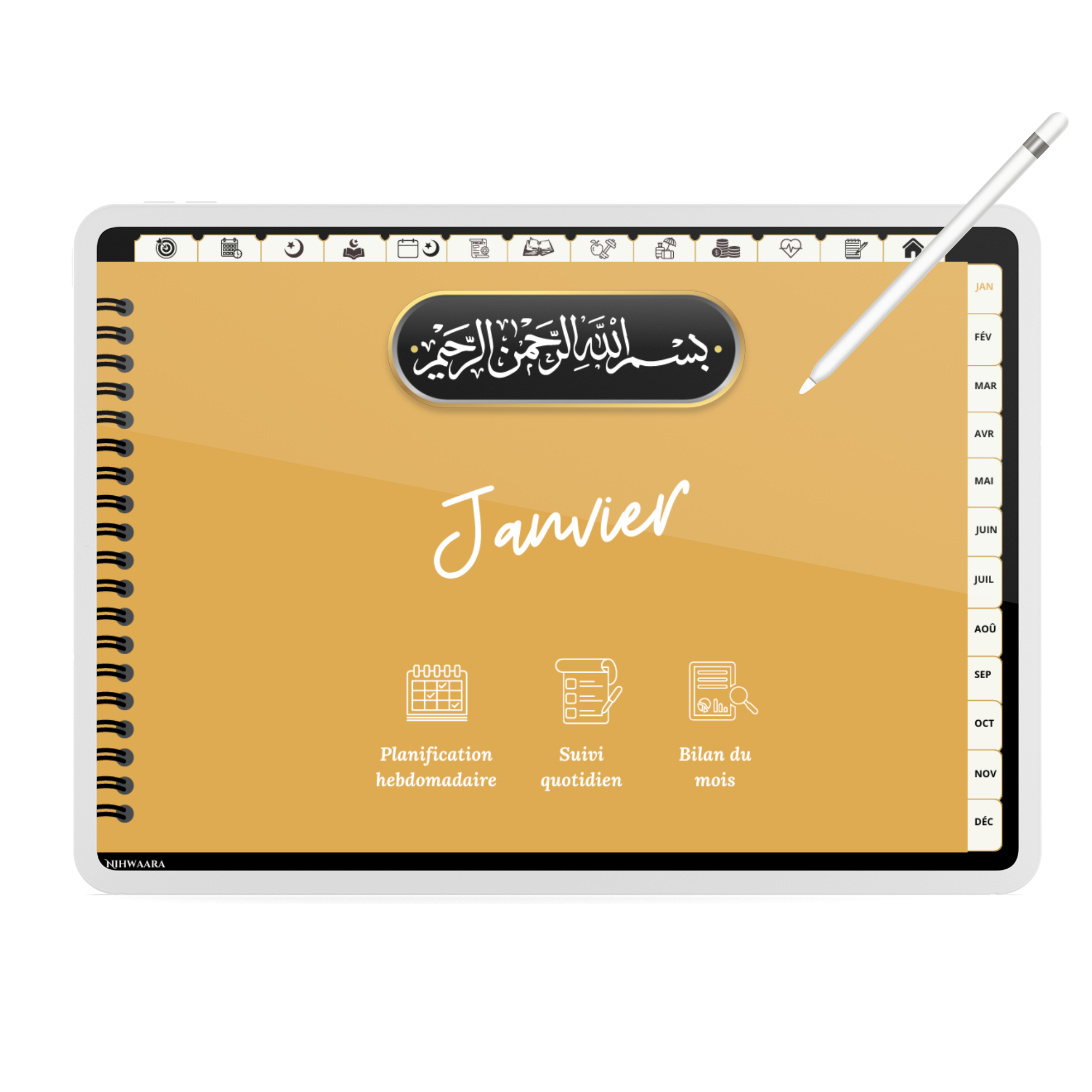 Aperçu du Planner digital musulman Tout-en-un