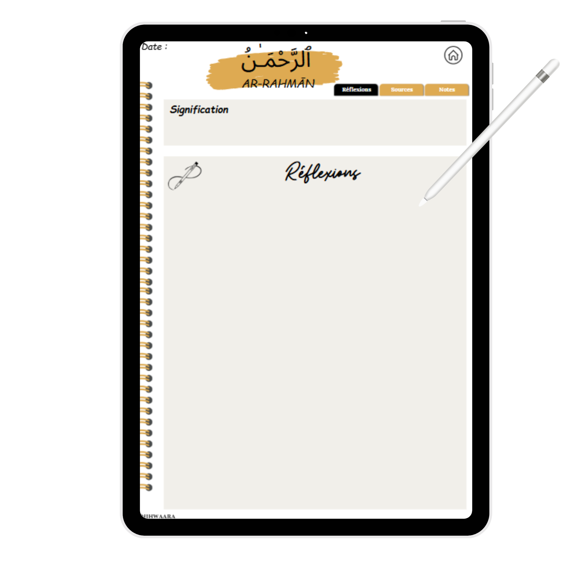 Aperçu méditer sur les noms d’Allah – Journal digital de réflexion et notes