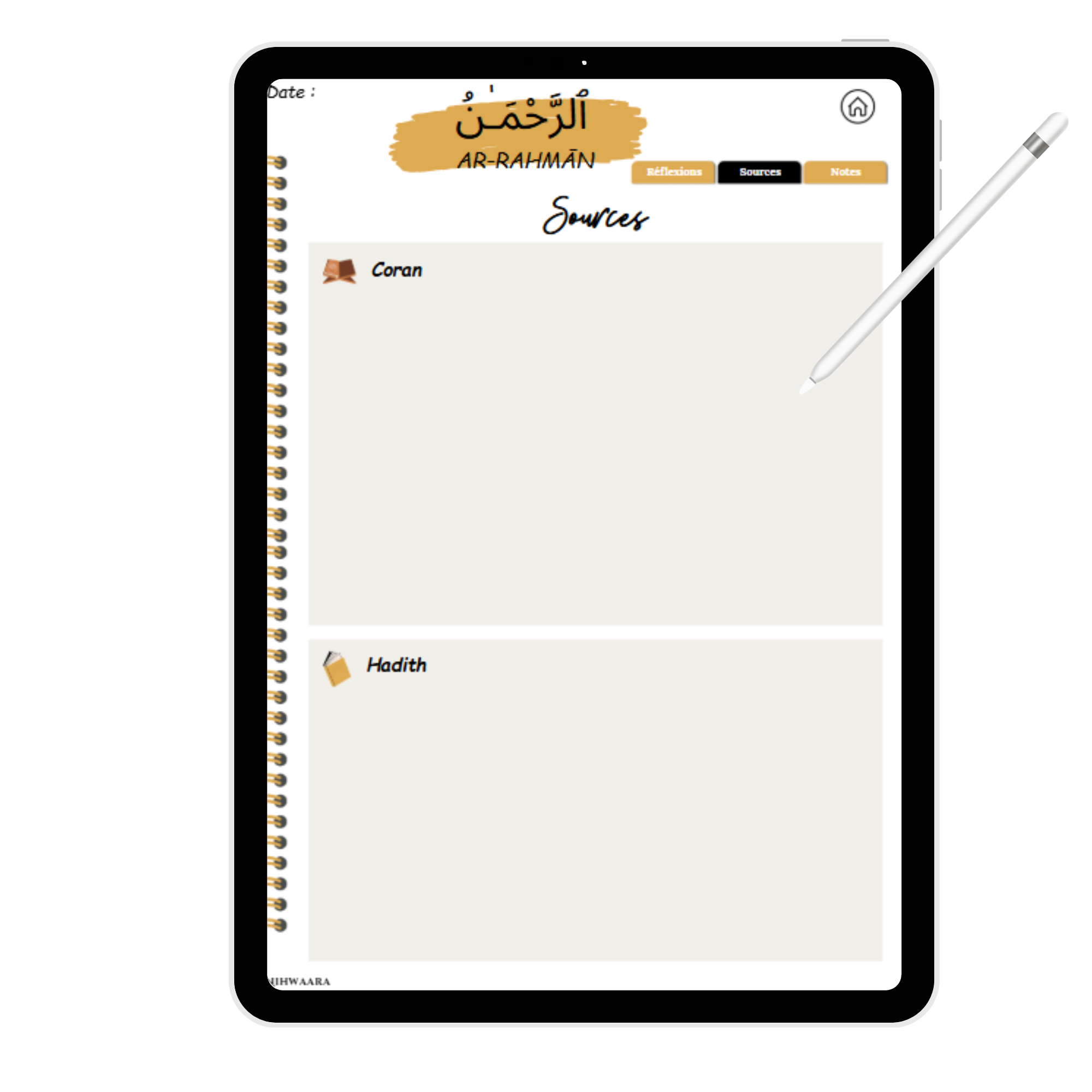 Aperçu méditer sur les noms d’Allah – Journal digital de réflexion et notes