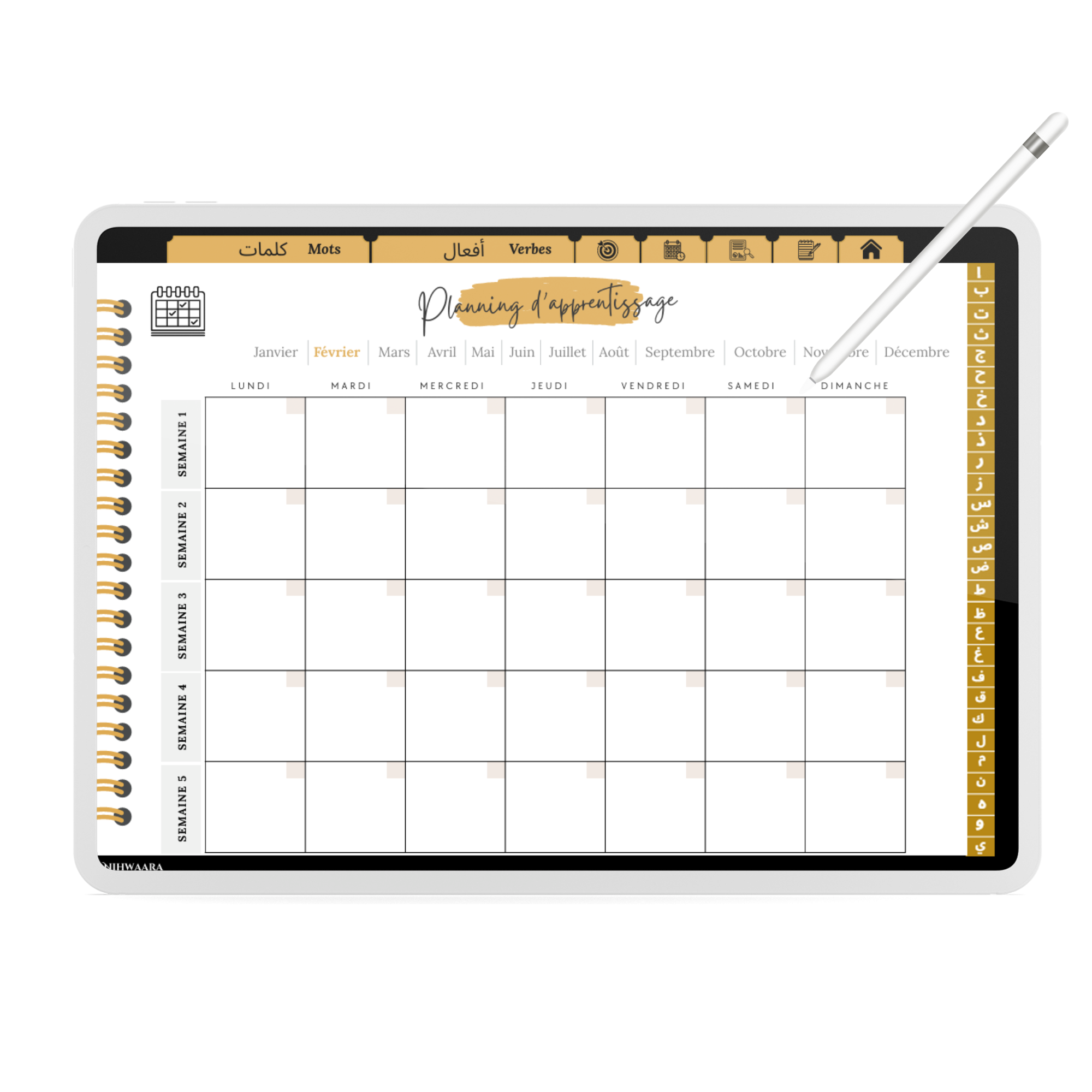 Aperçu de mon Lexique Arabe-Français – Planner Digital