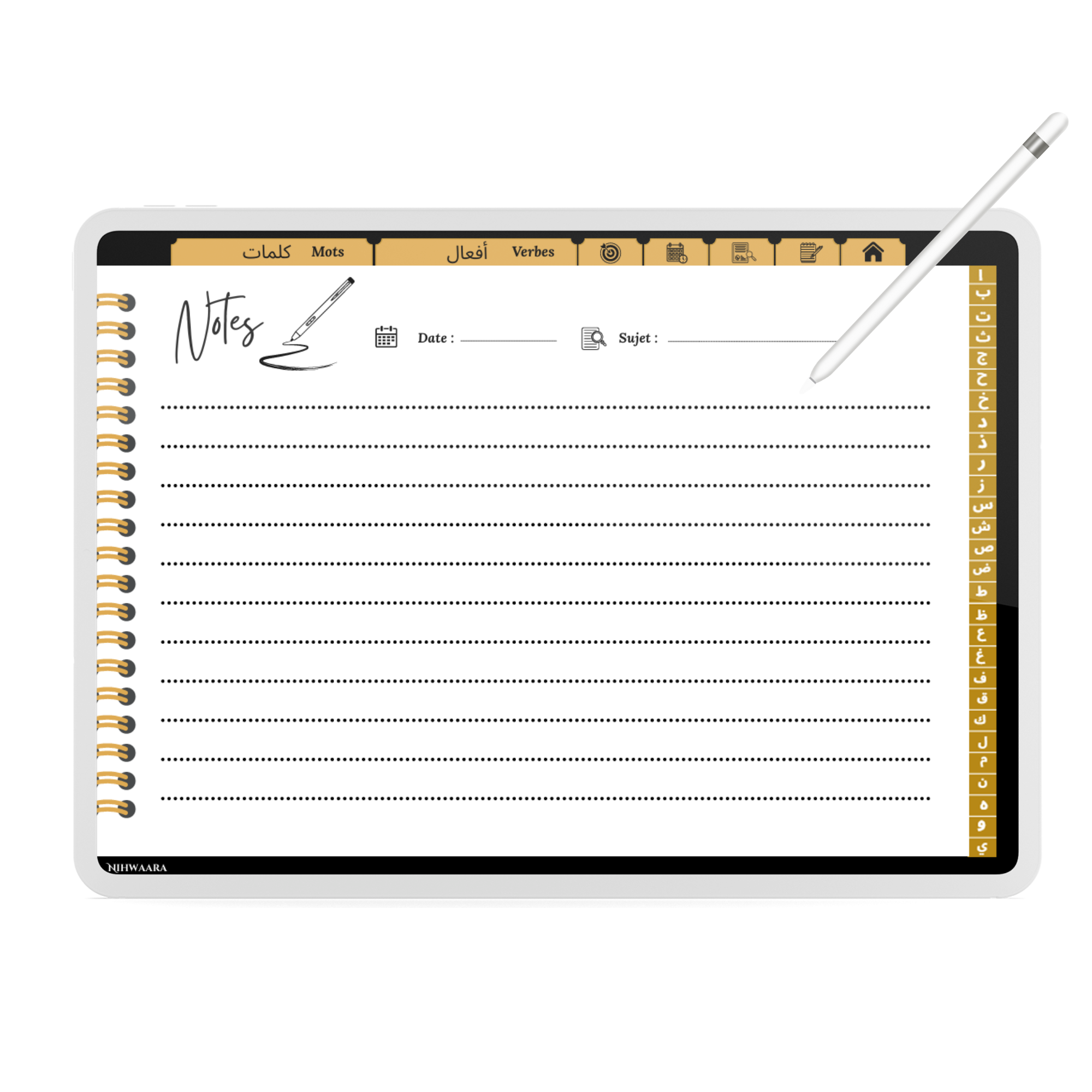 Aperçu mon lexique ArabeFrançais – Planner digital interactif (1)